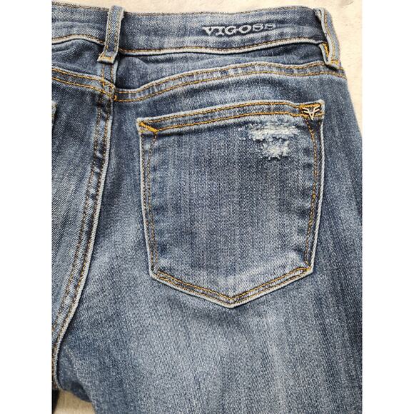 VIGOSS Jagger Distressed Classic Fit Skinny Jean Size W25 L27 Blue Stretch Denim - Picture 5 of 16